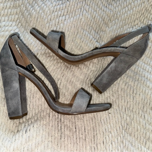Steve Madden Gray Suede Open-Toe Block Heels - Picture 2 of 2